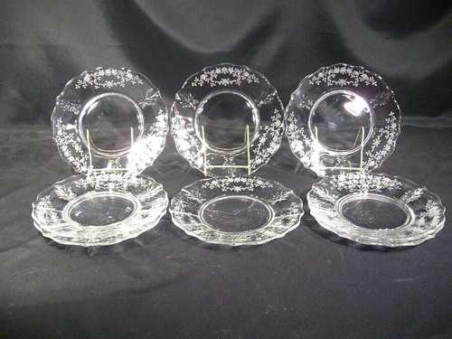 Fostoria Meadow Rose Baroque Shape Salad Plates set of 8 - Picture 2 of 12