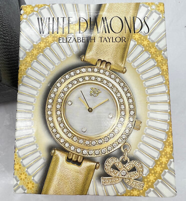 Vintage Watch NEW Elizabeth Taylor White Diamonds White Gold Tone CZ Bow Charm Elizabeth Taylor White Diamonds quartz watch | Mercari main image 2