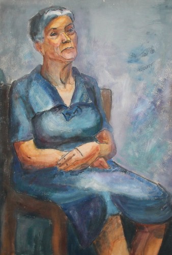 Vintage gouache painting old woman portrait - Picture 6 of 12