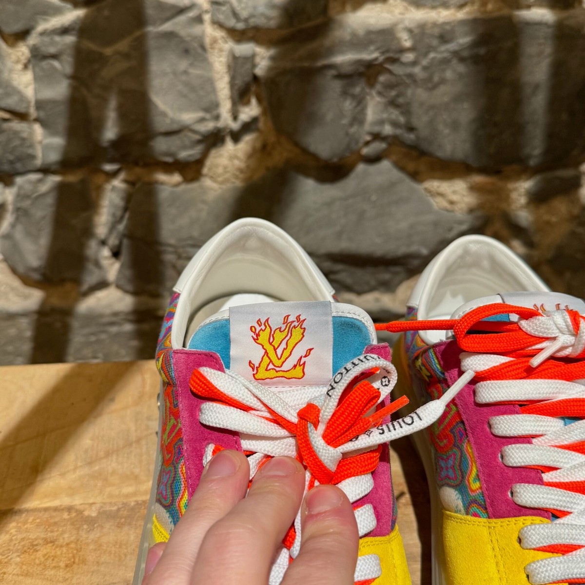 Louis Vuitton Ollie 'Psychedelic Monogram' Yellow Sneakers - 7.5