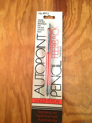 Vintage Autopoint Mechanical Feedback Pencil Original 7MM 497-3 Orange Barrel