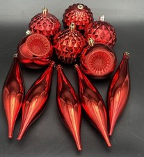 Vintage Lot of 11 Christmas Red Plastic Shiny Ornaments Christmas Ornaments