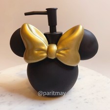 Disney Minnie Mouse Gold Bow Black Matte Soap Lotion Pump Dispenser NEW 