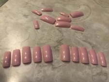Glue on nails Long Square tip Barbie NEON pink set of 20 Assorted Sizes NEW 💖😍
