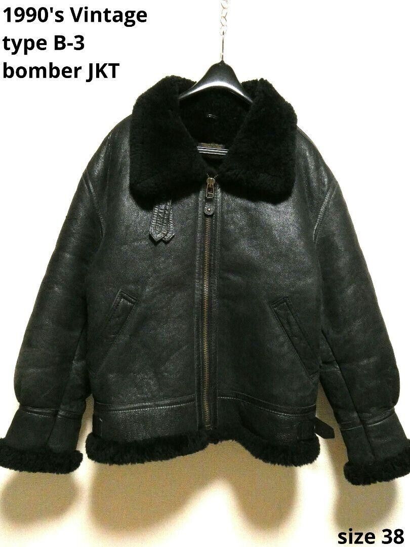 Type B-3 mouton Flight Jacket Coat men Size 38 black Vintage Type B-3 mouton Flight Jacket Coat men Size 38 black Vintage