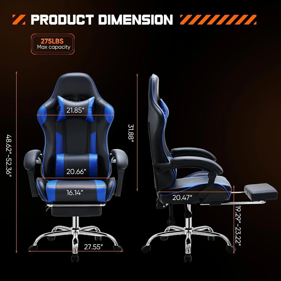 Silla Gaming Ergonómica Ergonómica Cuero - Ajustable, con Ruedas y Reposapiés Foto 3 de 4
