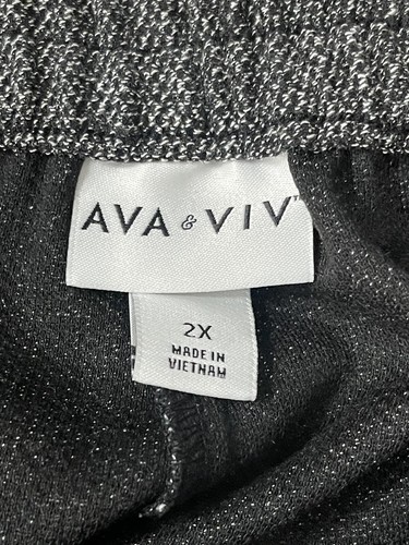 NEW Ava & Viv Pants Black Tweed Pull-On Knit Straight Leg Women's Plus Size 2X - Picture 6 of 8