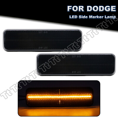 1991-1993 Dodge D150 D250 W150 W250 Clear Switchback LED DRL Turn Signal Lights | Black | Front | 12V | SAE-Certified | Smooth Finish