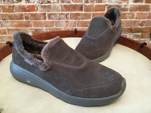 skechers gowalk suede faux fur shoes