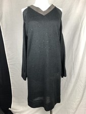 $2675 New Brunello Cucinelli Womens Black Dress Sequins Monili Size L Large 44 8