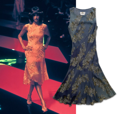 Givenchy Couture Spring 1998 Floral Bias Cut Sleeveless Ruffle Hem