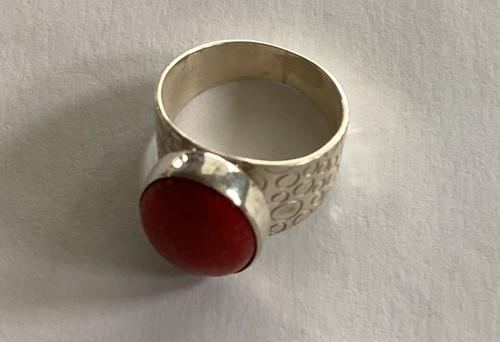 Jay King Red Coral Sterling Silver Ring Size 7 HSN - Picture 3 of 5