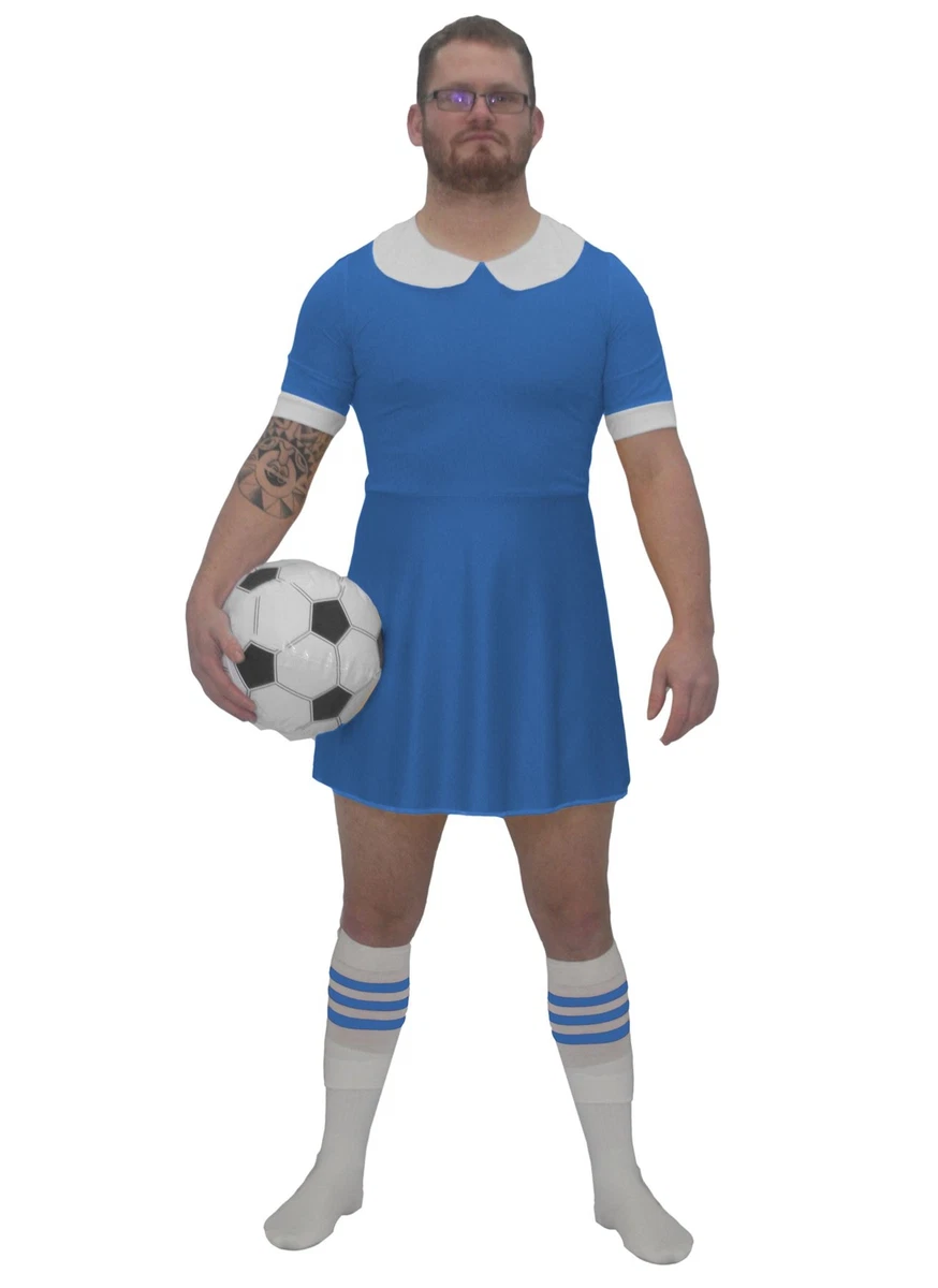 Mens Blue Football Dress Costume Funny Soccer Fancy Dress World Cup UK