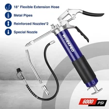 WORKPRO Grease Gun Kit  6000PSI Heavy Duty Grease Gun with 18inch Flexible Hose