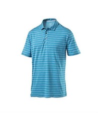 PUMA GOLF Mens Essentials Mixed Stripe Polo NWT Hawaiian Ocean Blue XL or 2XL