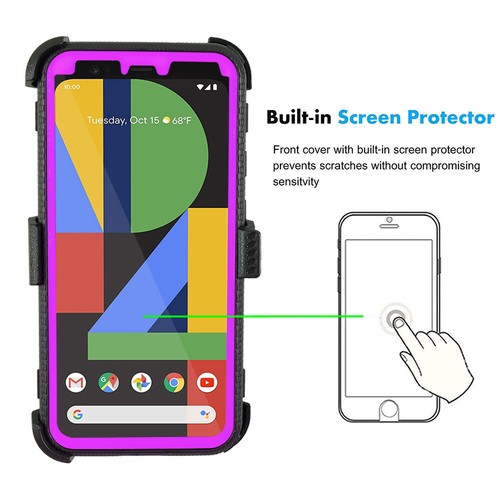 Estuche rígido defensor con clip de cinturón completo a prueba de golpes para Google Pixel 4/Pixel 4 XL - Imagen 28 de 31