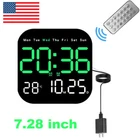 LED Large Digital Wall Clock Remote Control Temperature Date Week Display USB