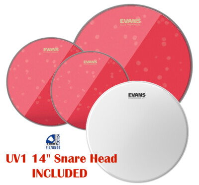Evans EPP-HRUV1-S Red Hydraulic (12'', 13'', 16'') 3 Tom Head Pack w/UV-1  14'' Head