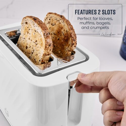 Swan 2 Slice Toaster ST14071WHT Windsor Range Textured in White - Picture 3 of 10