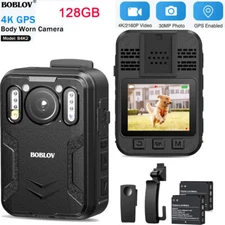 BOBLOV B4K2 4K 2160P Body Worn Camera GPS police Audio Camera 2*3000mAh 128GB