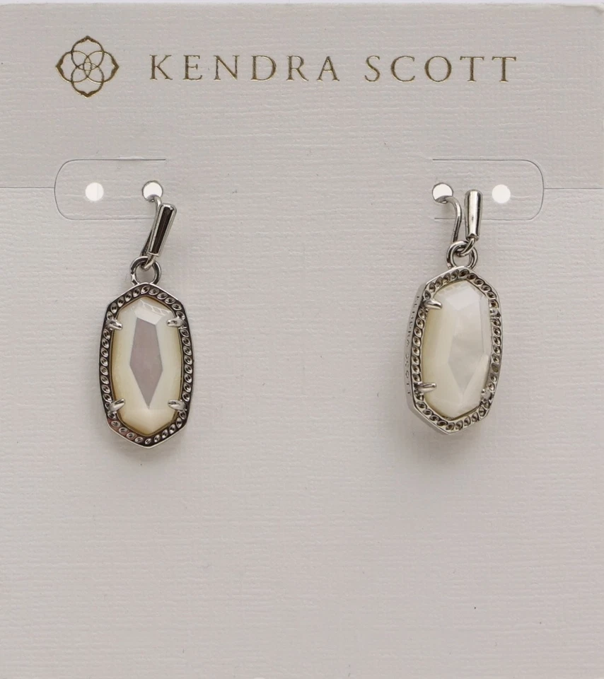 Kendra Scott W1221 Lee Dainty Drop Earrings in Rhodium/Ivory Mother-of-Pearl - Image 3 of 3