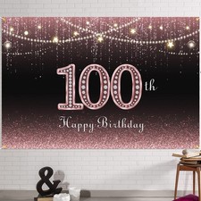 HAMIGAR 6x4ft Happy 100th Birthday Banner Backdrop - 100 Years Old Birthday D...