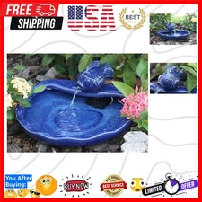 Solar-Powered Koi Fountain in Stunning Blue Ceramic - Relaxing Garden Piece