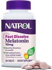 Natrol Fast Dissolve Melatonin 10 mg, Supplements Restful Sleep,  100 tablets