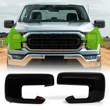 Gloss Black For 2021-2024 Ford F150 F-150 Side Wing Mirror Covers Overlay Cap