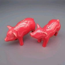 Vintage Red Pig Salt And Pepper Shakers- Unused