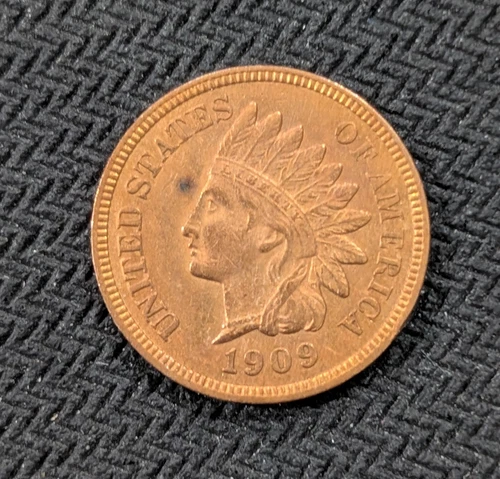 1909 Indian Head Cent Penny Bright Red Uncirculated Artificial Color