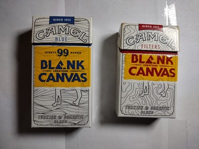1 Camel 99s Blue & 1 Reds Cigarettes Blank Canvas Empty Art Packs Lot of 2 (A)
