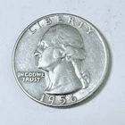 1956 Washington Quarter 25C 90% Silver Circulated Coin #6109