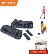 Adjustable Ankle Weights 10-20 lbs Pair  Black  Comfortable Toning Training