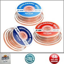 3PCS Solder Wick Braid Desoldering Wire Set 10ft Each No Clean PCB Repair Flux
