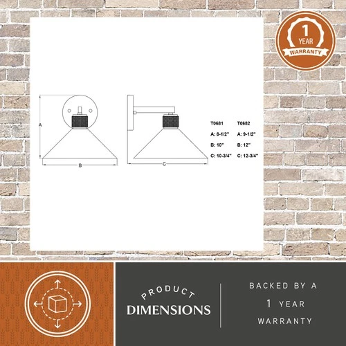 Vaxcel Lighting T0682 Dunbar 10" Tall Wall Sconce - Gold - Picture 9 of 12