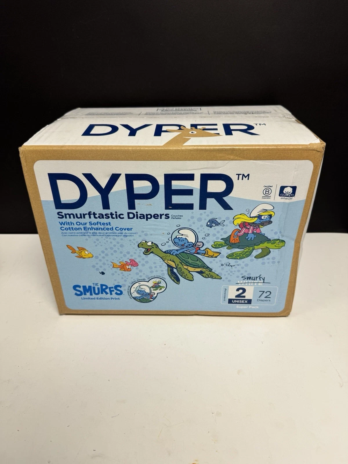 DYPER Cotton-Enhanced Diapers Smurfs Edition, Size 2, 72 Count
