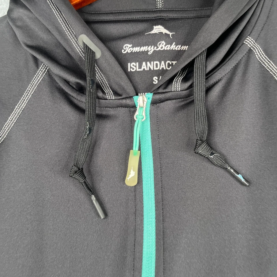 Tommy Bahama Island Active Sudadera con Capucha Camisa Pequeña Negra Cremallera Completa Manga Larga Para Hombres Foto 4 de 4