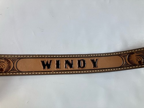 Justin Leather Monogrammed ‘Windy’ Tooled Belt Size 32 W/Avon buckle EUC - Picture 4 of 6