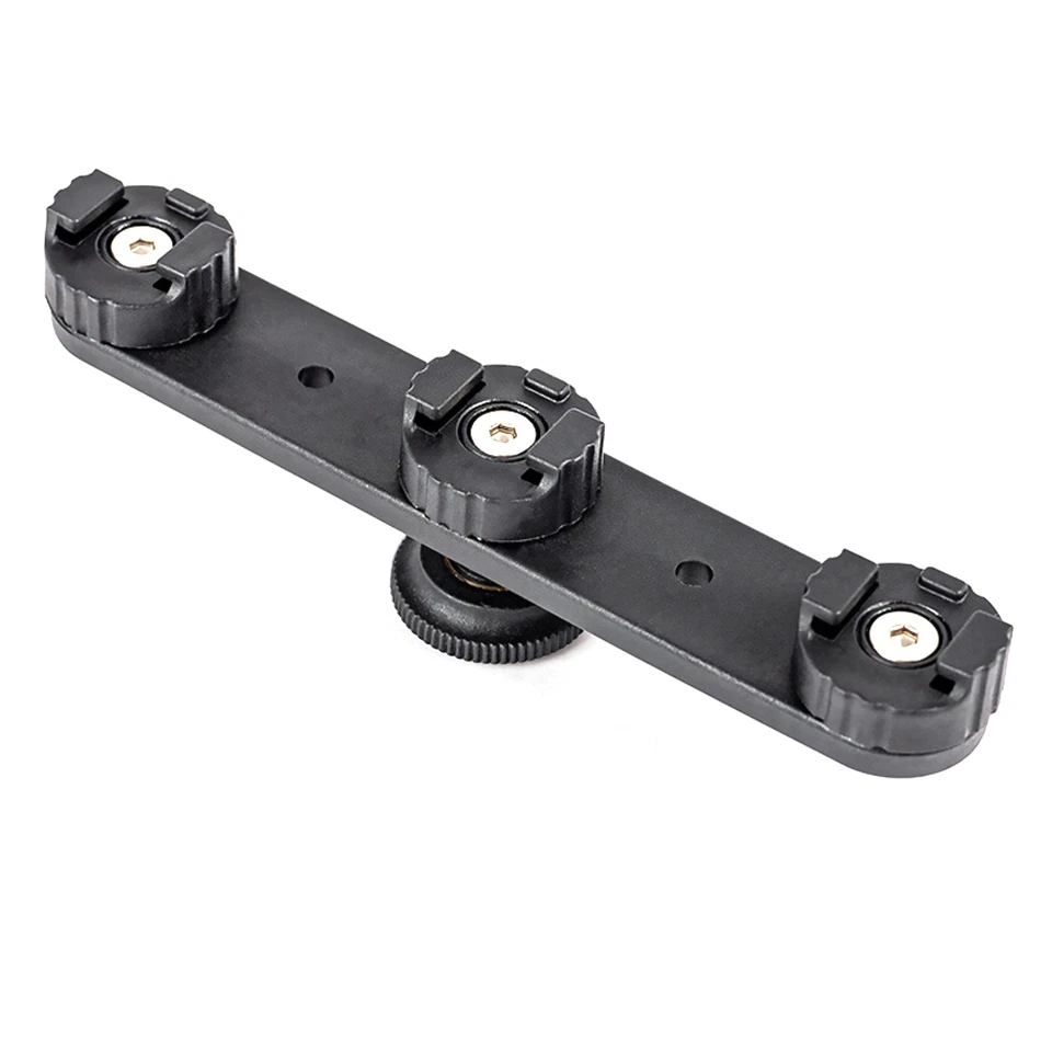 3 in 1 Aluminum Camera Triple Hot Shoe Mount Adapter Bracket Holder Support L - Image 4 of 4