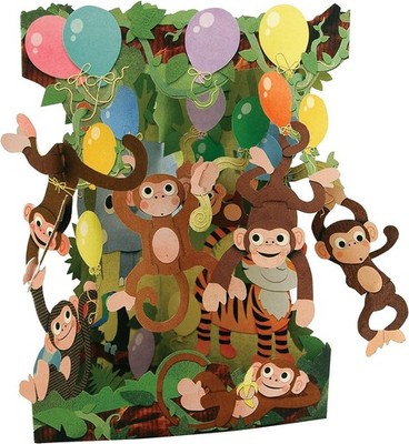 MONKEY PARTY Grußkarte SWING CARD Santoro 3D POP UP