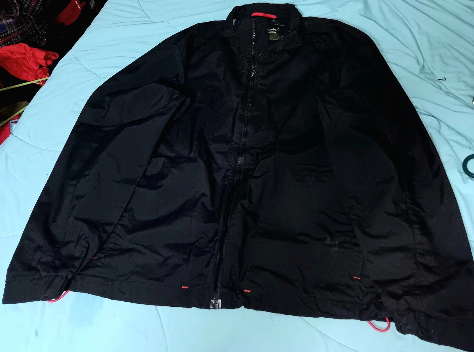 Eddie Bauer Performance Systems Mens Large Black W/ Red Pinstripe Nylon Outdoors