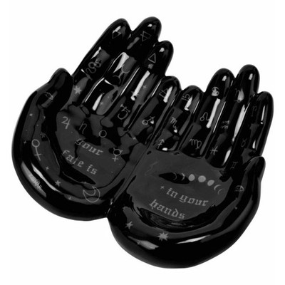 Killstar Fate Dekoschale Schwarz   Gothic Keramik Schmuckschale Hände KSRA003196