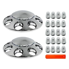 Chrome Hub Cover Kit Semi Truck 33mm Lug Wheel Axle Covers Front
