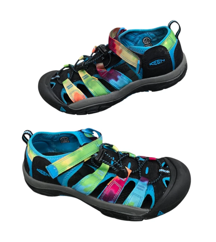 Sandalias retro Keen Newport H2 niños grandes talla 6 mujer talla 7,5 tie dye arco iris  Foto 2 de 4