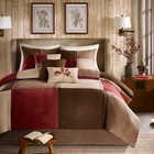 Madison Park Blocks Fuax Suded 7 Piece Soft Comforter Set Queen King Size