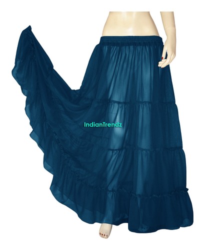 Gonne chiffon 4 livelli danza del ventre zingara pannello tribale gonna flamenco livelli 6 iarde - Foto 7 di 44