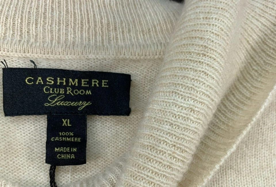 Suéter de Cachemira Club Room Para Hombres Talla XL Beige Pullover Informal Cuello Simulado Cálido Nuevo Foto 3 de 4