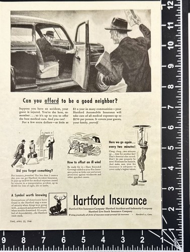 Hartford Insurance Vintage Print Ad 1946 - Picture 2 of 6