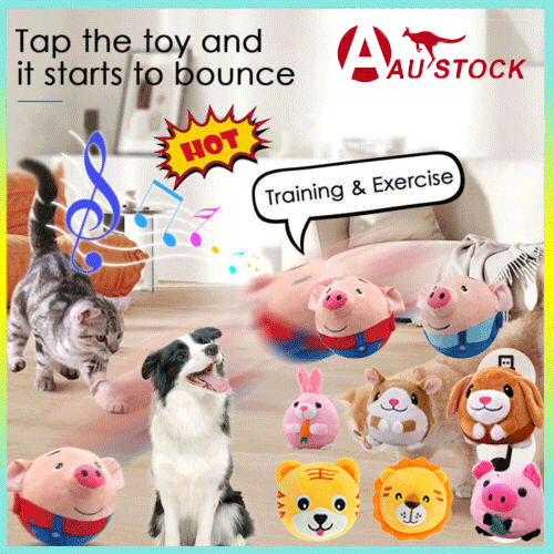 Active Moving Pet Plush Toy,Interactive Bouncing Balls Sing Electronic Dog ToyCW